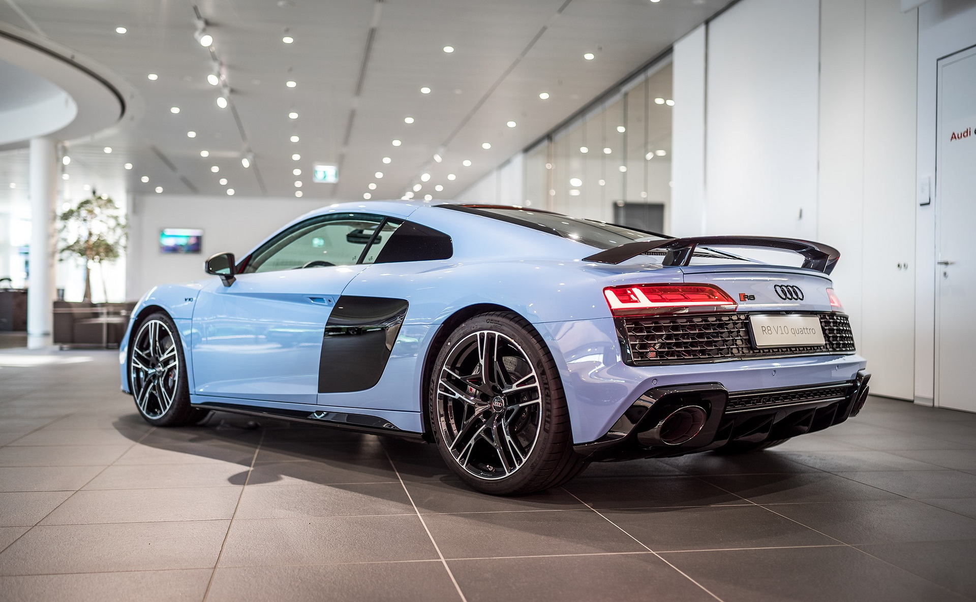 Check Out This Frosted Glass Blue Audi R8 Coupe With A Dual-Tone Interior