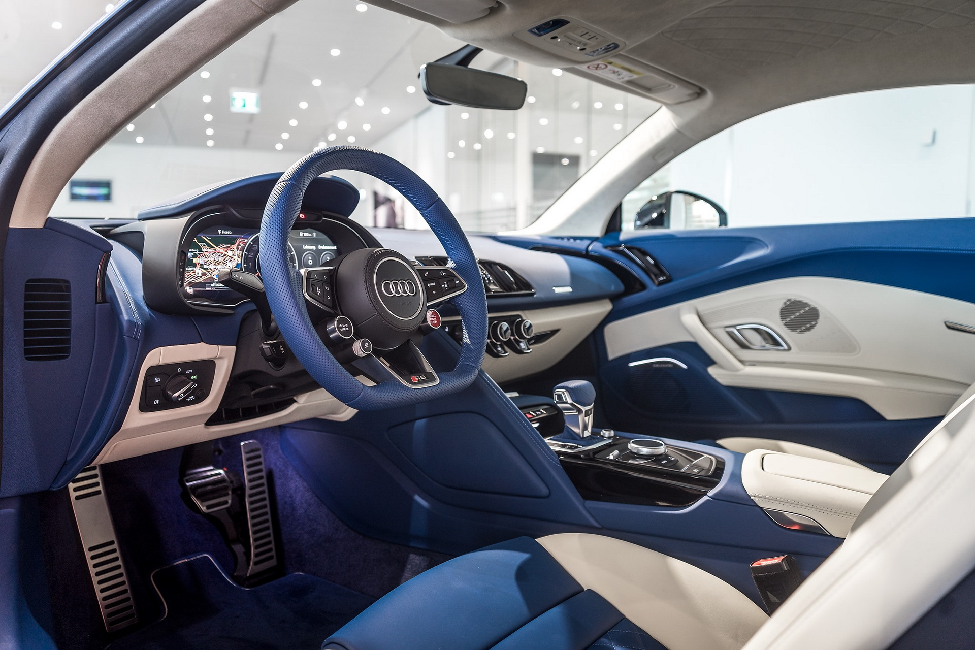 Check Out This Frosted Glass Blue Audi R8 Coupe With A Dual-Tone Interior