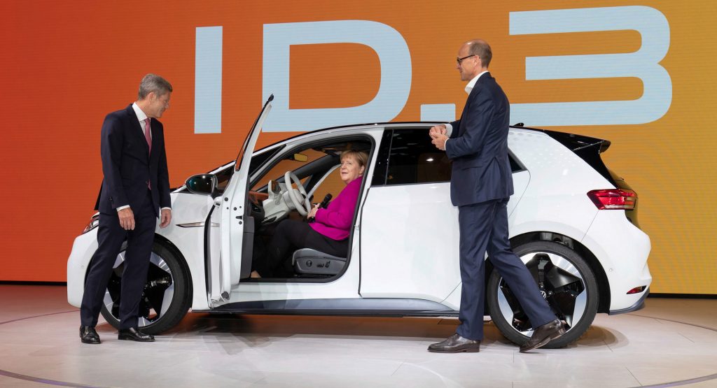  Chancellor Merkel Checks Out ID.3 In Frankfurt, Offers To Help German EV Industry