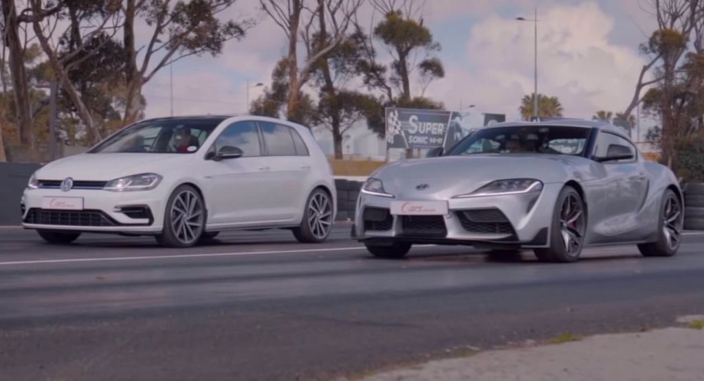  2020 Toyota Supra And VW Golf R Engage In Drag War