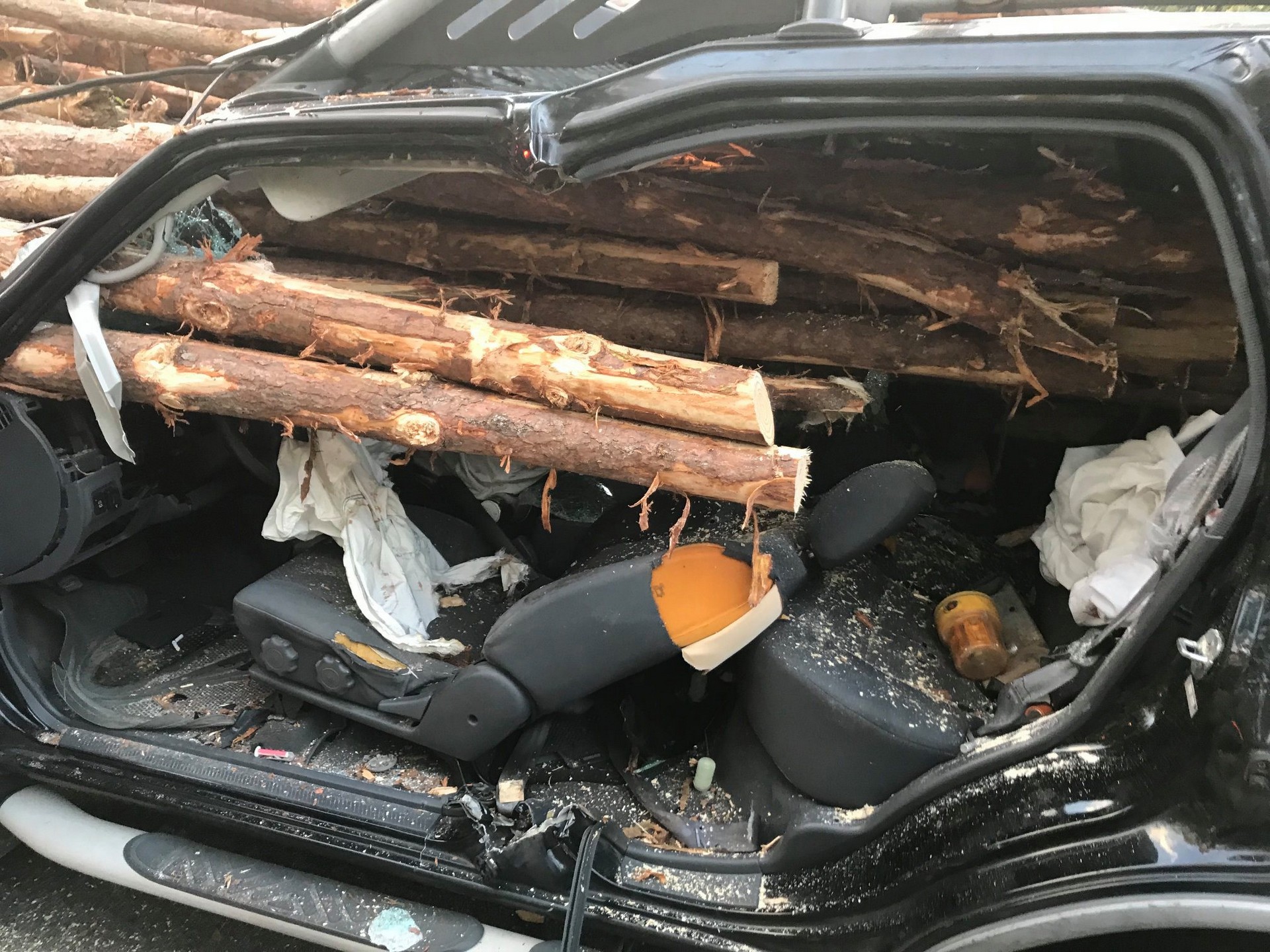 Nissan Xterra Owner Almost Reaches Their Final Destination After Rear-Ending A Logging Truck