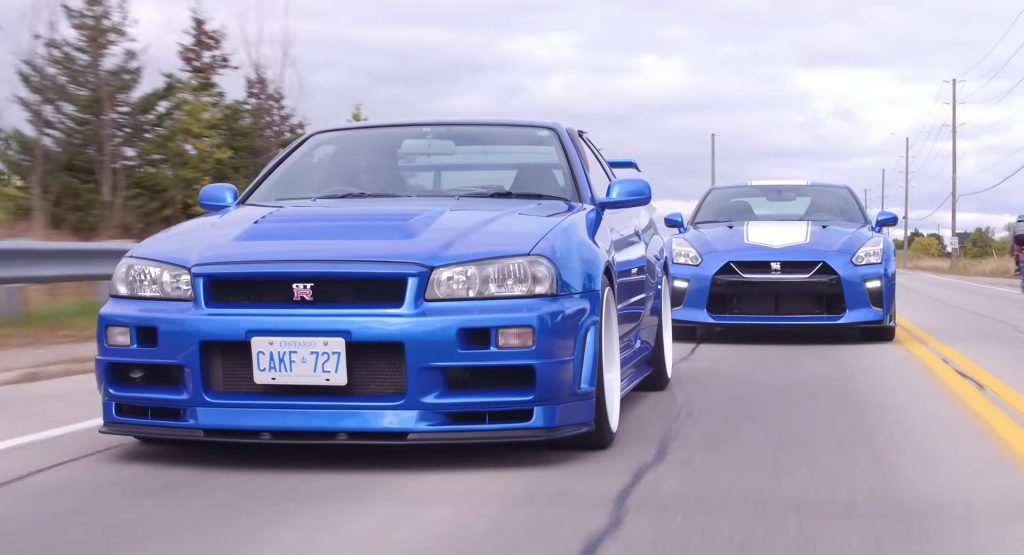 Can The Nissan R35 Gt R Hold Its Own Against The Mythical R34 Gt R V Spec Carscoops
