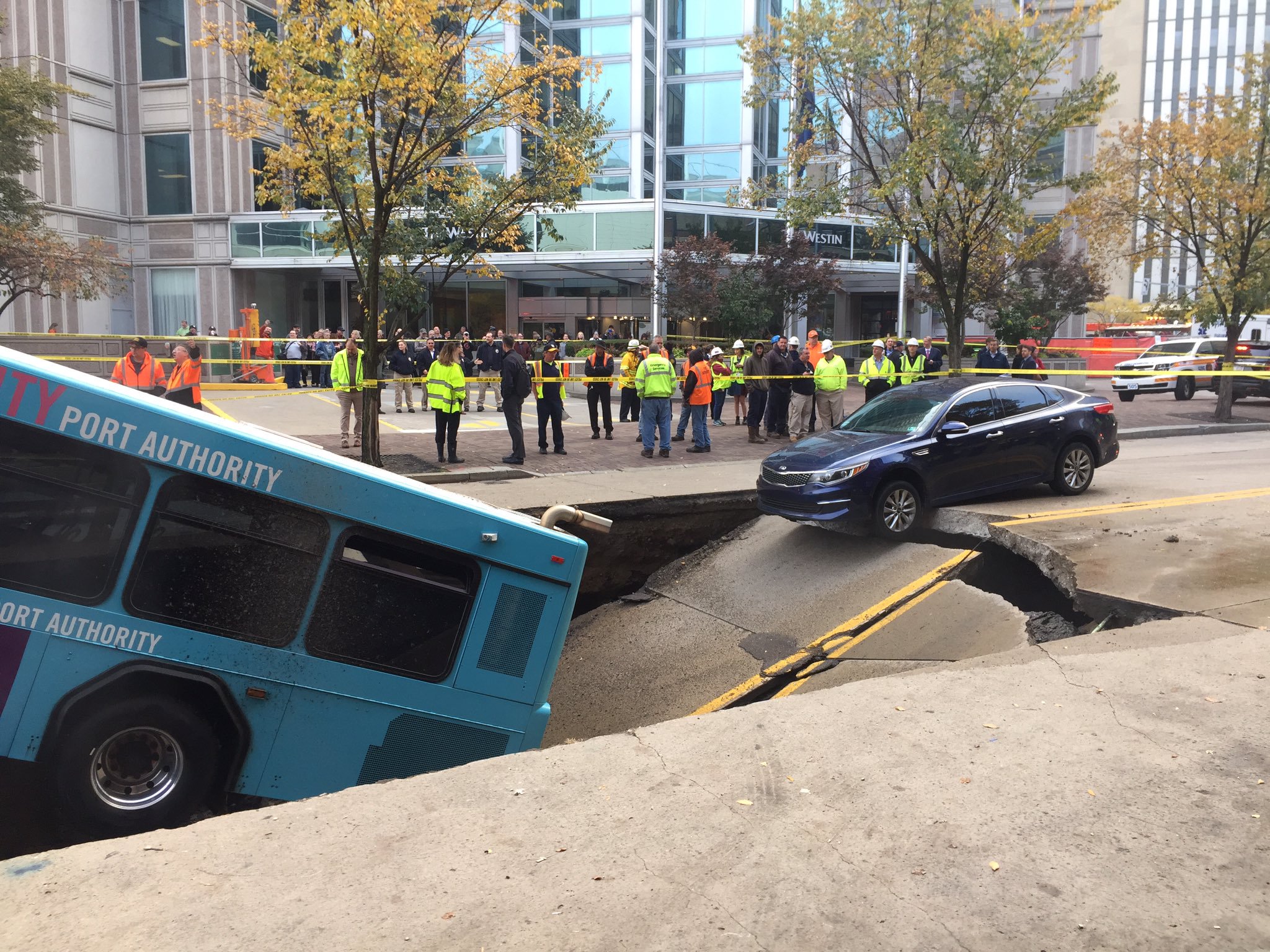 A Giant Sinkhole Swallowed A Bus In Pittsburgh, Munched On A Kia Too