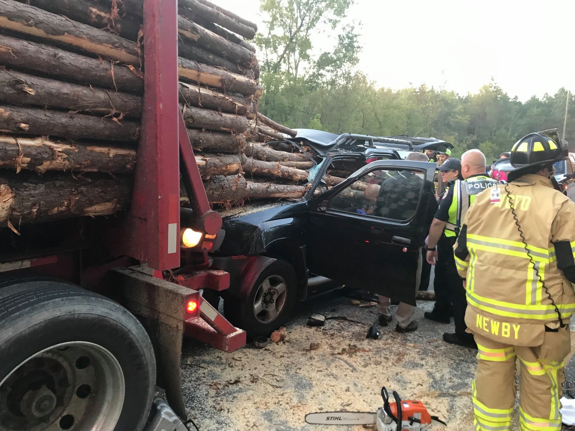 Nissan Xterra Owner Almost Reaches Their Final Destination After Rear-Ending A Logging Truck
