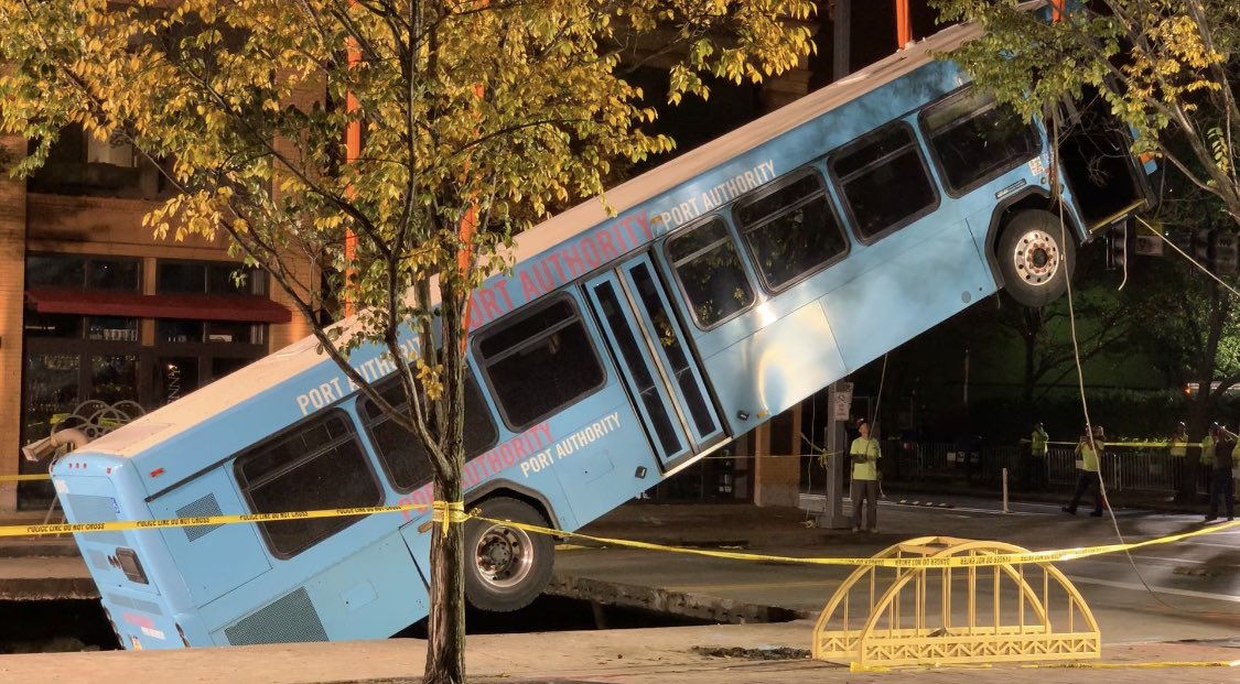 A Giant Sinkhole Swallowed A Bus In Pittsburgh, Munched On A Kia Too