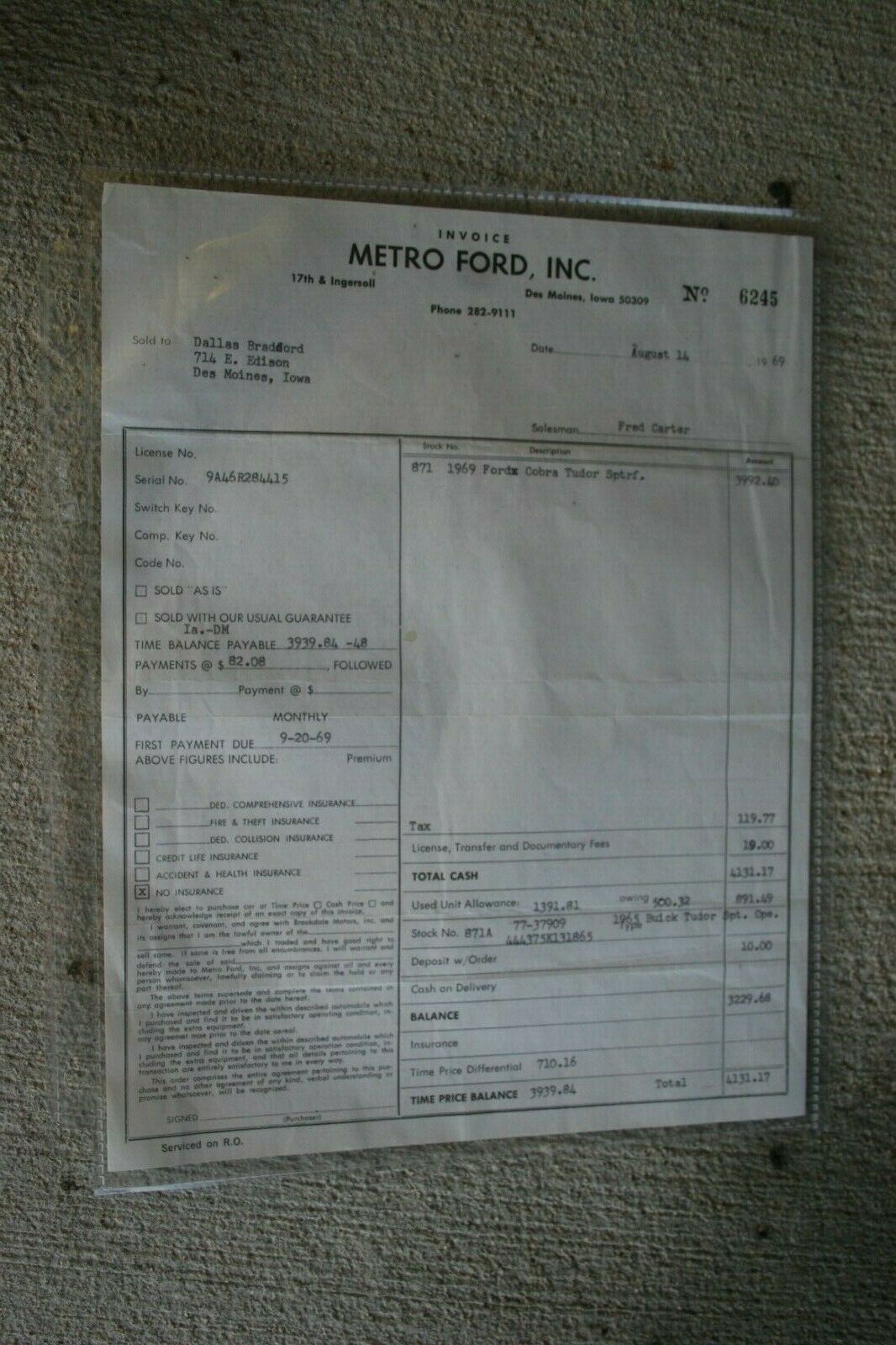 King Of Time Capsules? 1,100-Mile 1969 Ford Fairlane Cobra Sells For $165,000