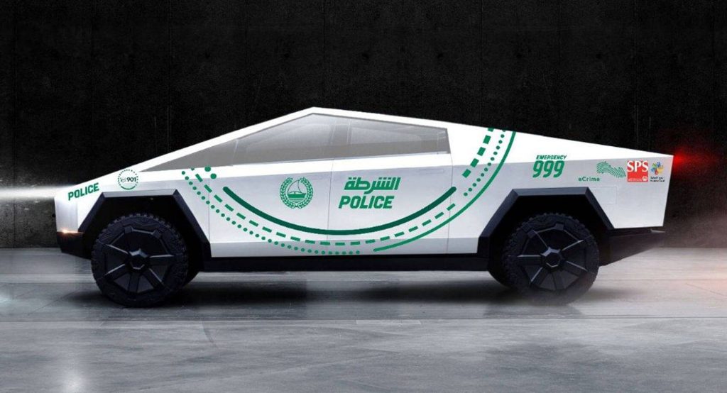  Tesla Cybertruck Police Cruiser Will Fight For Tourists Shots In Dubai