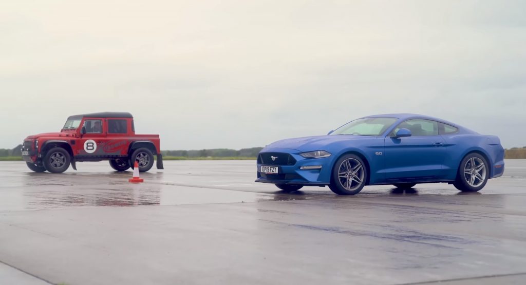  Can A Ford Mustang GT Beat This Weird-Looking Defender In A Drag Race?