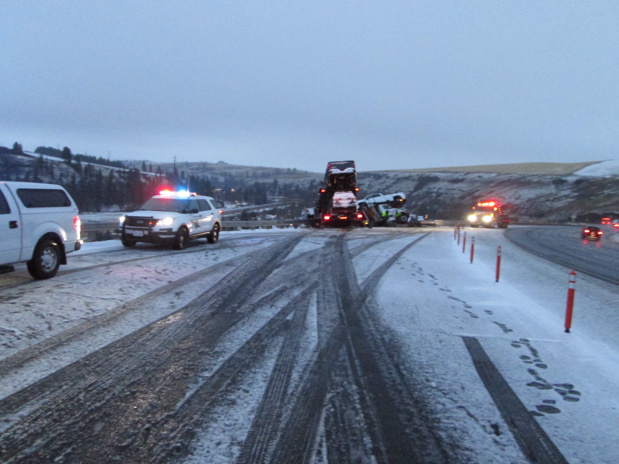Truck Carrying Six Chevrolets Almost Slides Off Washington Cliff