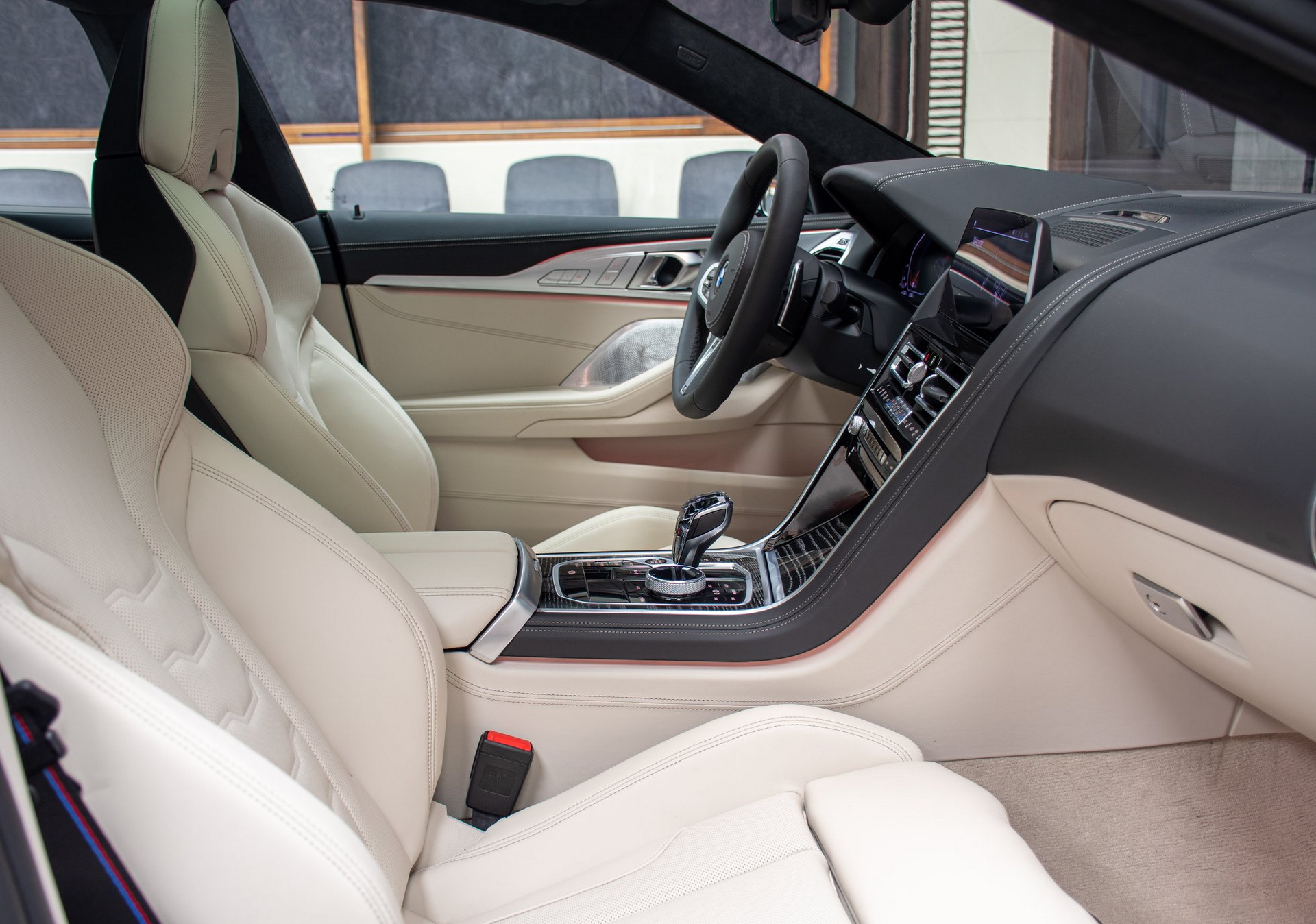 This BMW M850i Gran Coupe Boasts A Carbon Black Metallic Crust And An Ivory White Filling