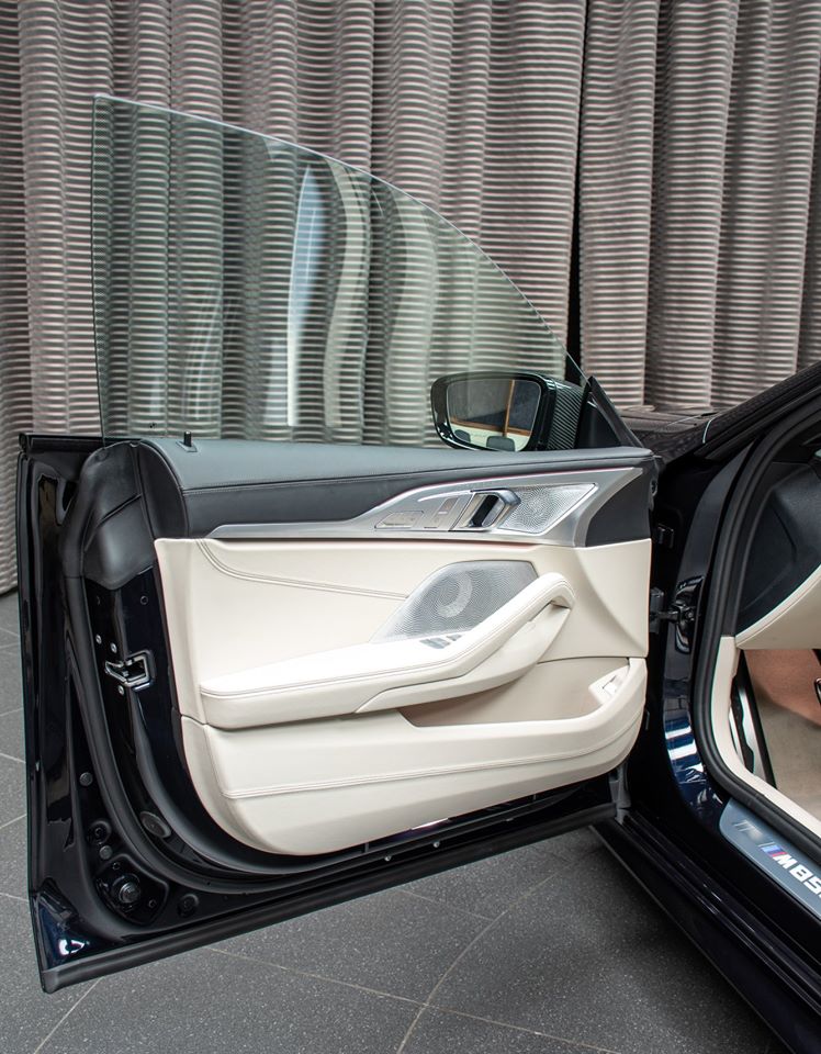 This BMW M850i Gran Coupe Boasts A Carbon Black Metallic Crust And An Ivory White Filling