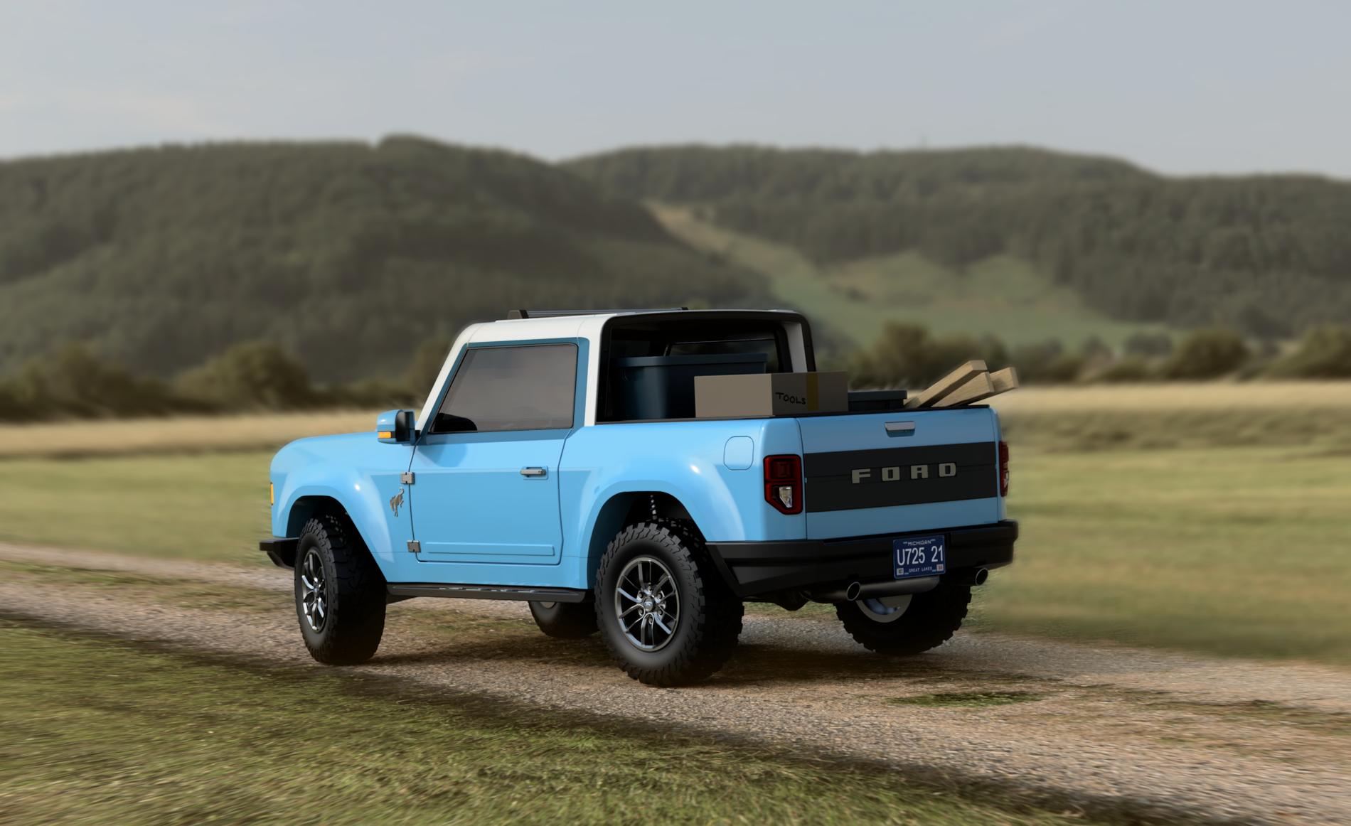 Retrolicious 2021 Ford Bronco Envisioned In Roofless Doorless And Pickup Variants Carscoops