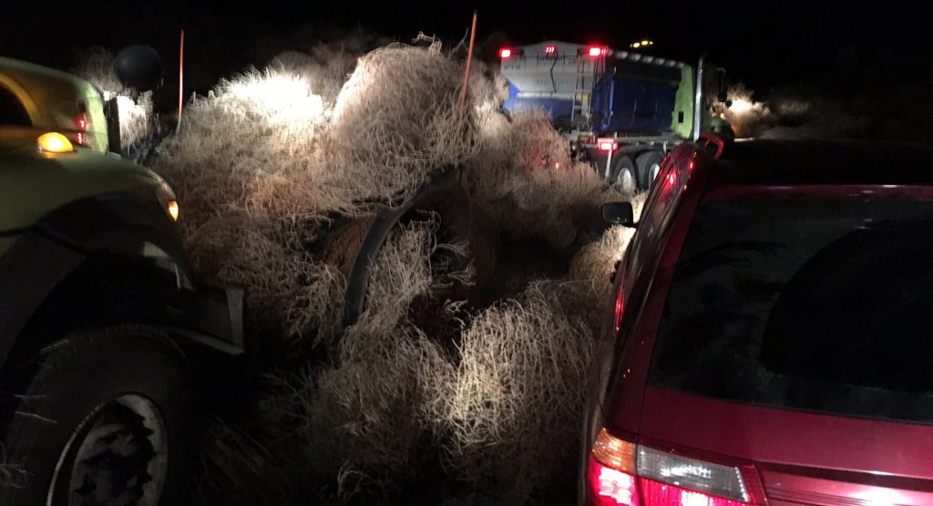  Massive Tumbleweeds Trap Cars, Trucks And Block Washington Highway For 10 Hours