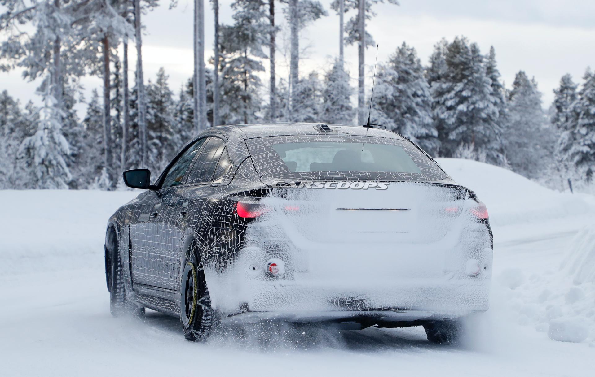 2021 BMW i4 Prototype Tackles Winter In RWD Guise, Shows Updated Interior