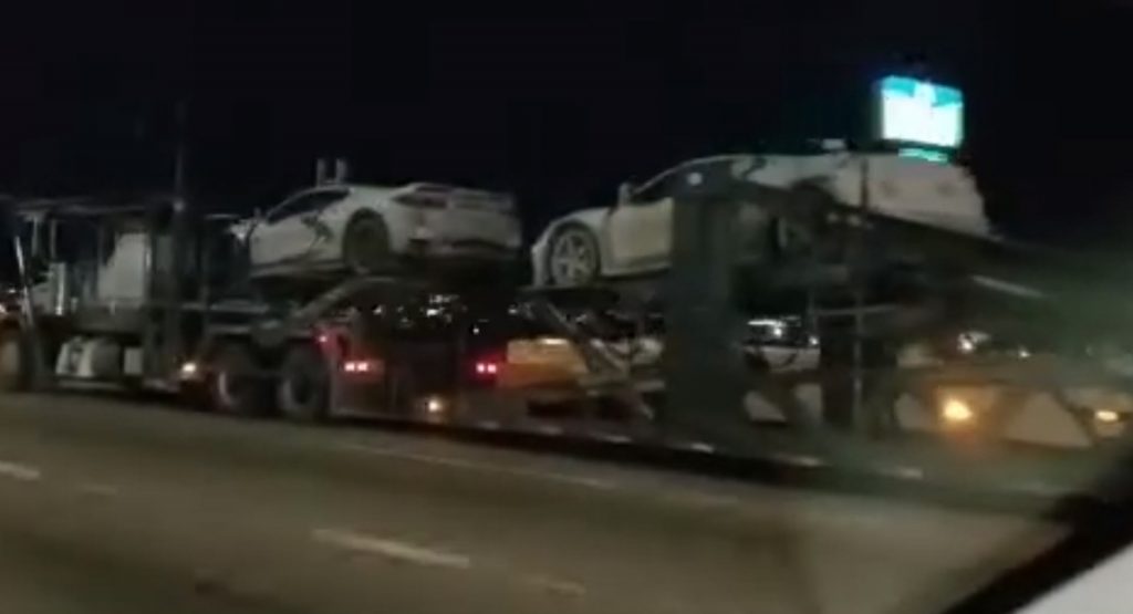 Two Possible Chevrolet Corvette Z06s Spied On A Transporter