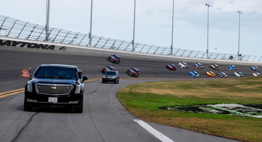  Donald Trump Takes Presidential Limo To The Track Before Daytona 500