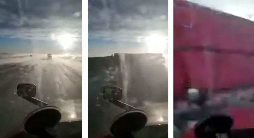  Trucker Crashes During Livestream While Driving On Black Ice In Wyoming
