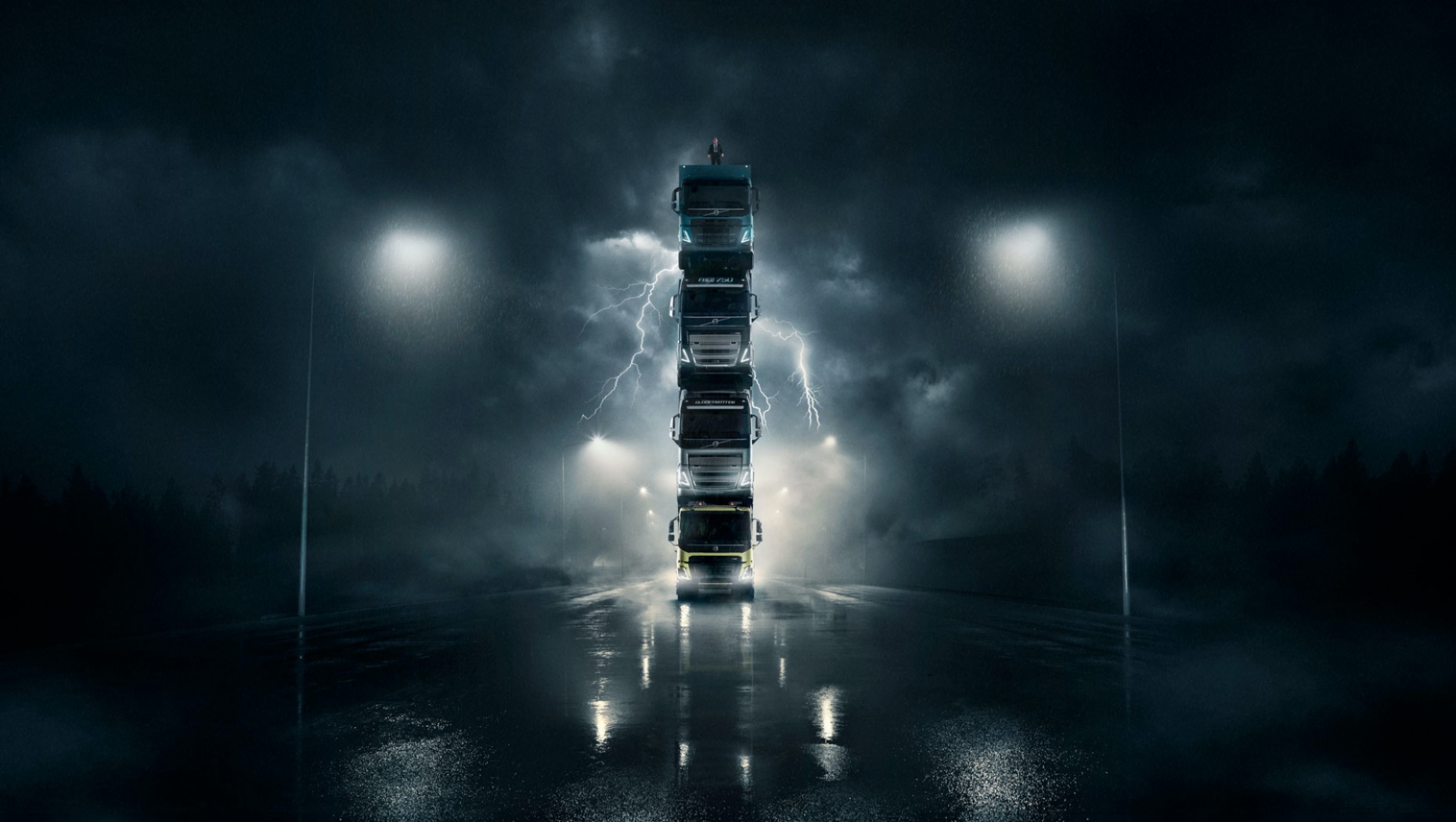 Volvo Forms A Tower Of Its Four New Trucks In Yet Another Ridiculous Ad