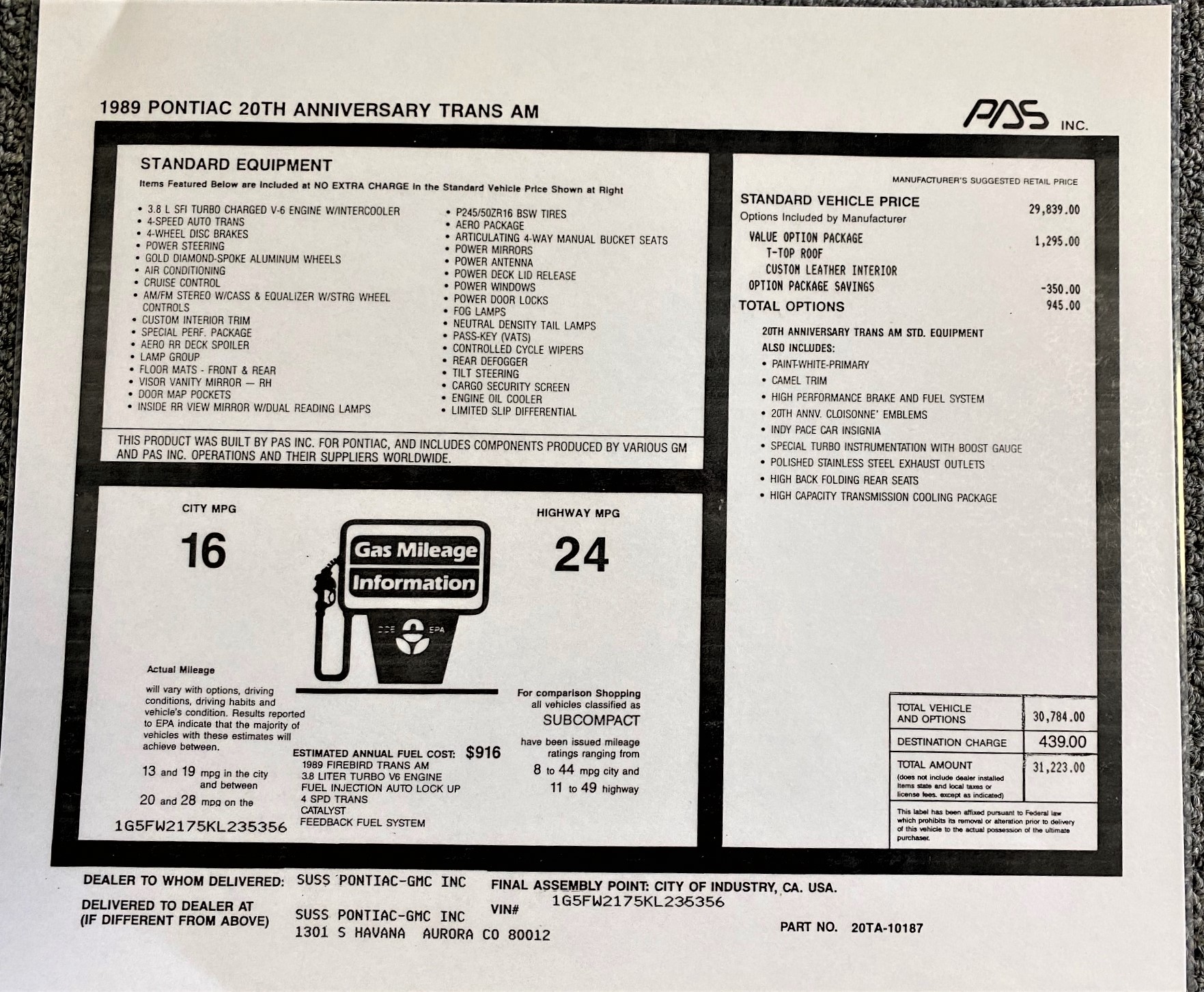 Special Edition 1989 Pontiac Trans Am Turbo Invites You To Get Your Groove On