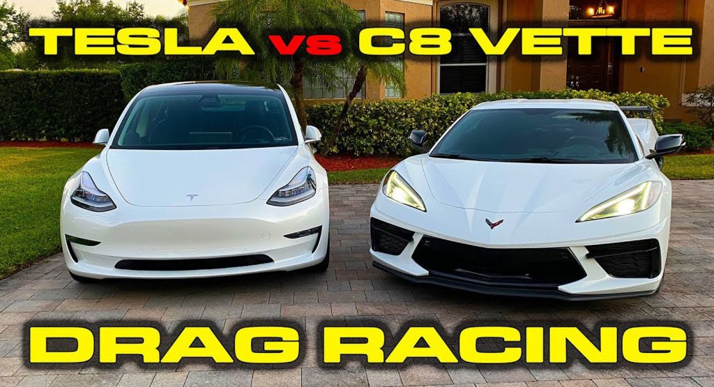  2020 Corvette C8 Races Tesla Model 3, They Seem Quite Evenly Matched