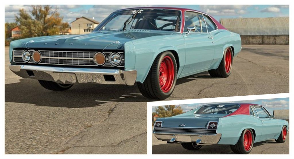 ’69 Ford Galaxie Fastback Restomod Render Is Big And Old But Young At Heart