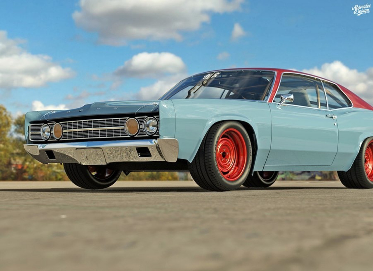 ’69 Ford Galaxie Fastback Restomod Render Is Big And Old But Young At Heart