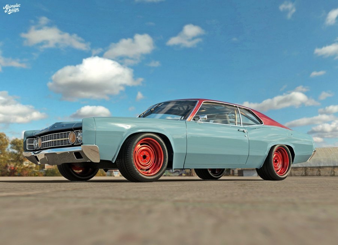 ’69 Ford Galaxie Fastback Restomod Render Is Big And Old But Young At Heart