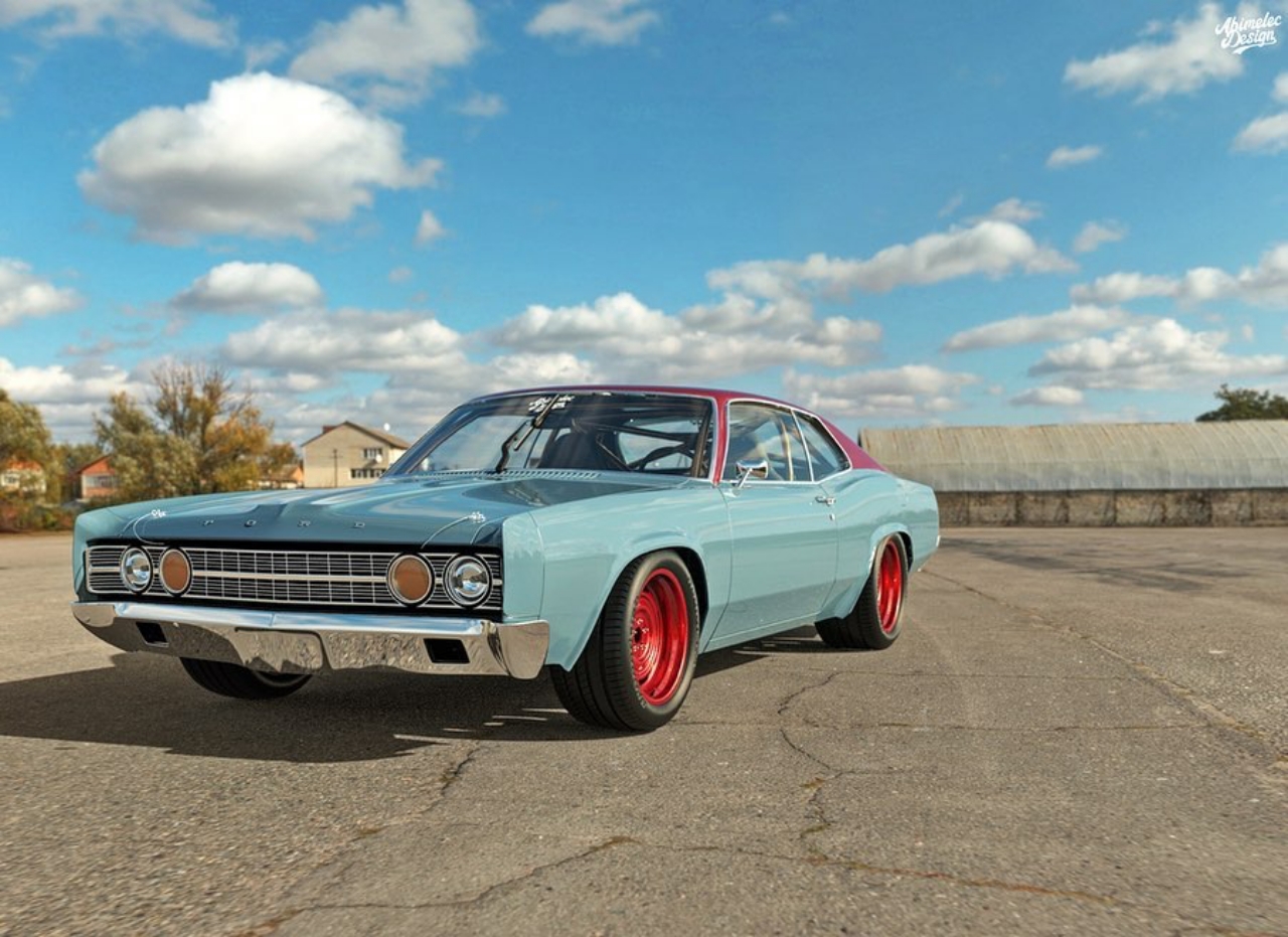 ’69 Ford Galaxie Fastback Restomod Render Is Big And Old But Young At Heart