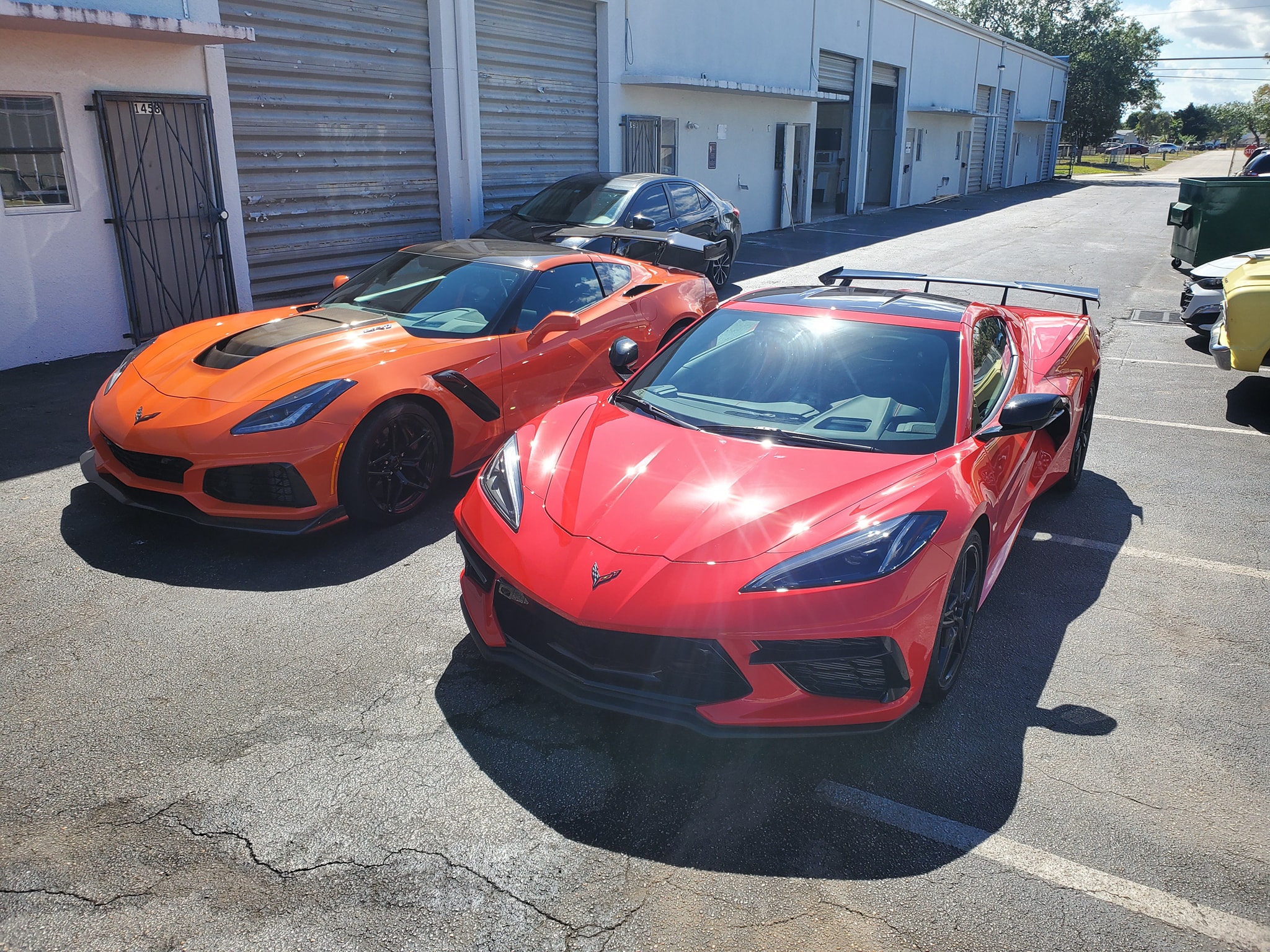 See The C8 Corvette Pictured Alongside Color-Matching C7s