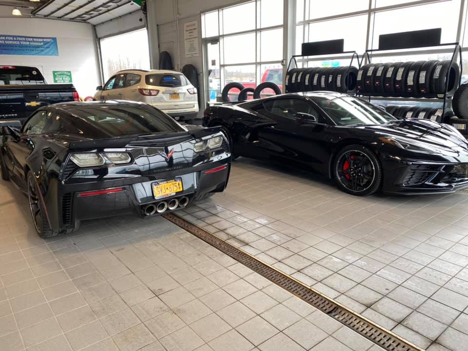 See The C8 Corvette Pictured Alongside Color-Matching C7s