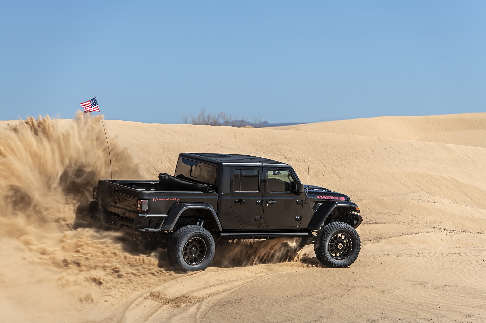 Hennessey’s Maximus ‘1000’ Jeep Gladiator Hellcat Kicks Up Sand During Desert Testing