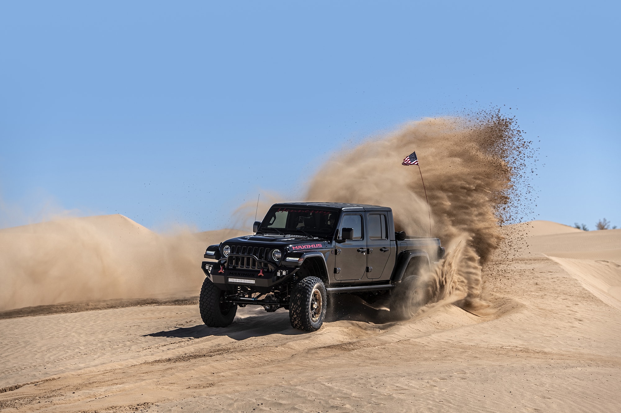 Hennessey’s Maximus ‘1000’ Jeep Gladiator Hellcat Kicks Up Sand During Desert Testing