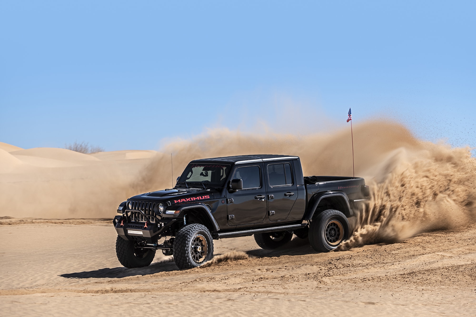 Hennessey’s Maximus ‘1000’ Jeep Gladiator Hellcat Kicks Up Sand During Desert Testing