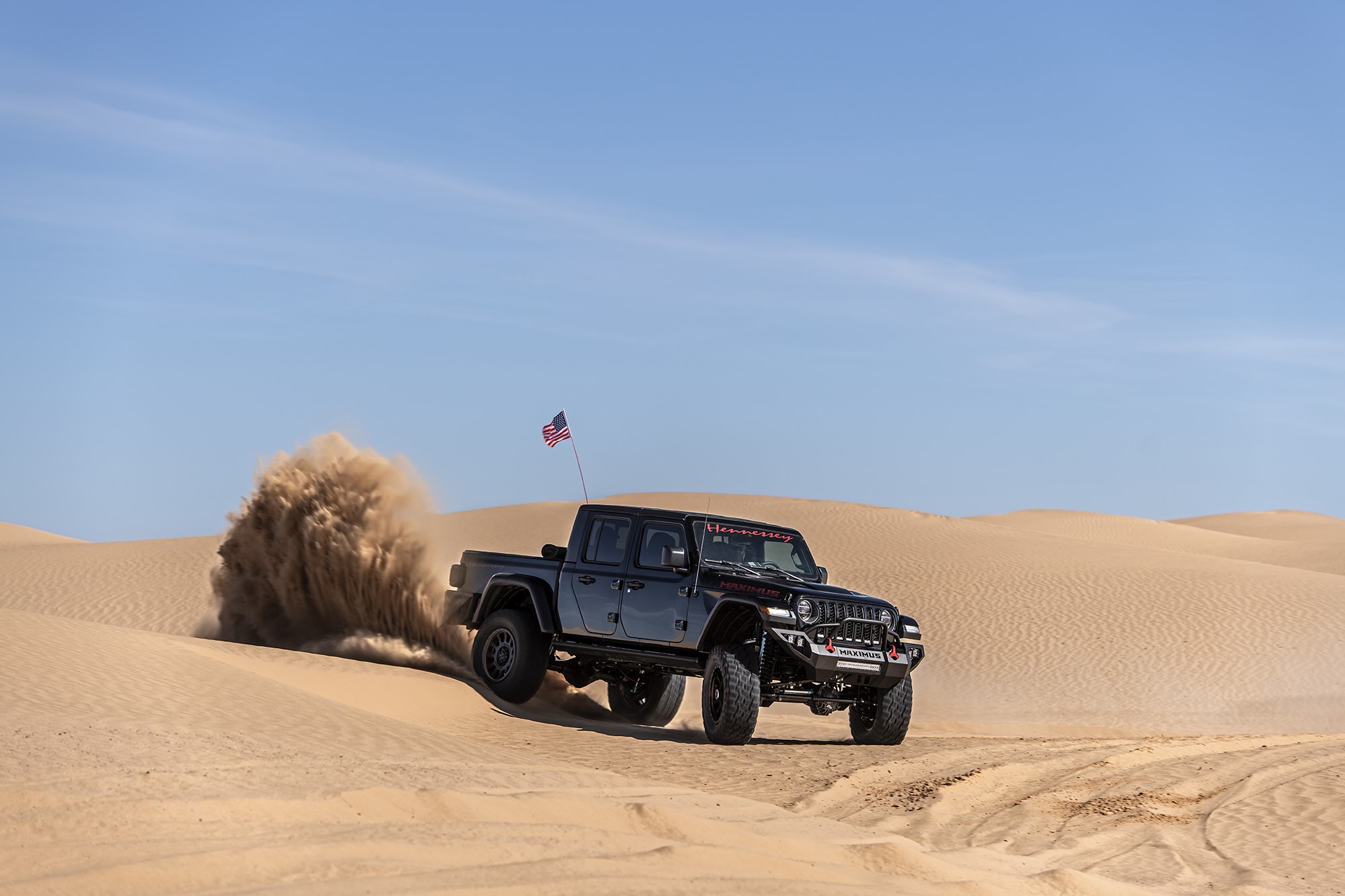 Hennessey’s Maximus ‘1000’ Jeep Gladiator Hellcat Kicks Up Sand During Desert Testing