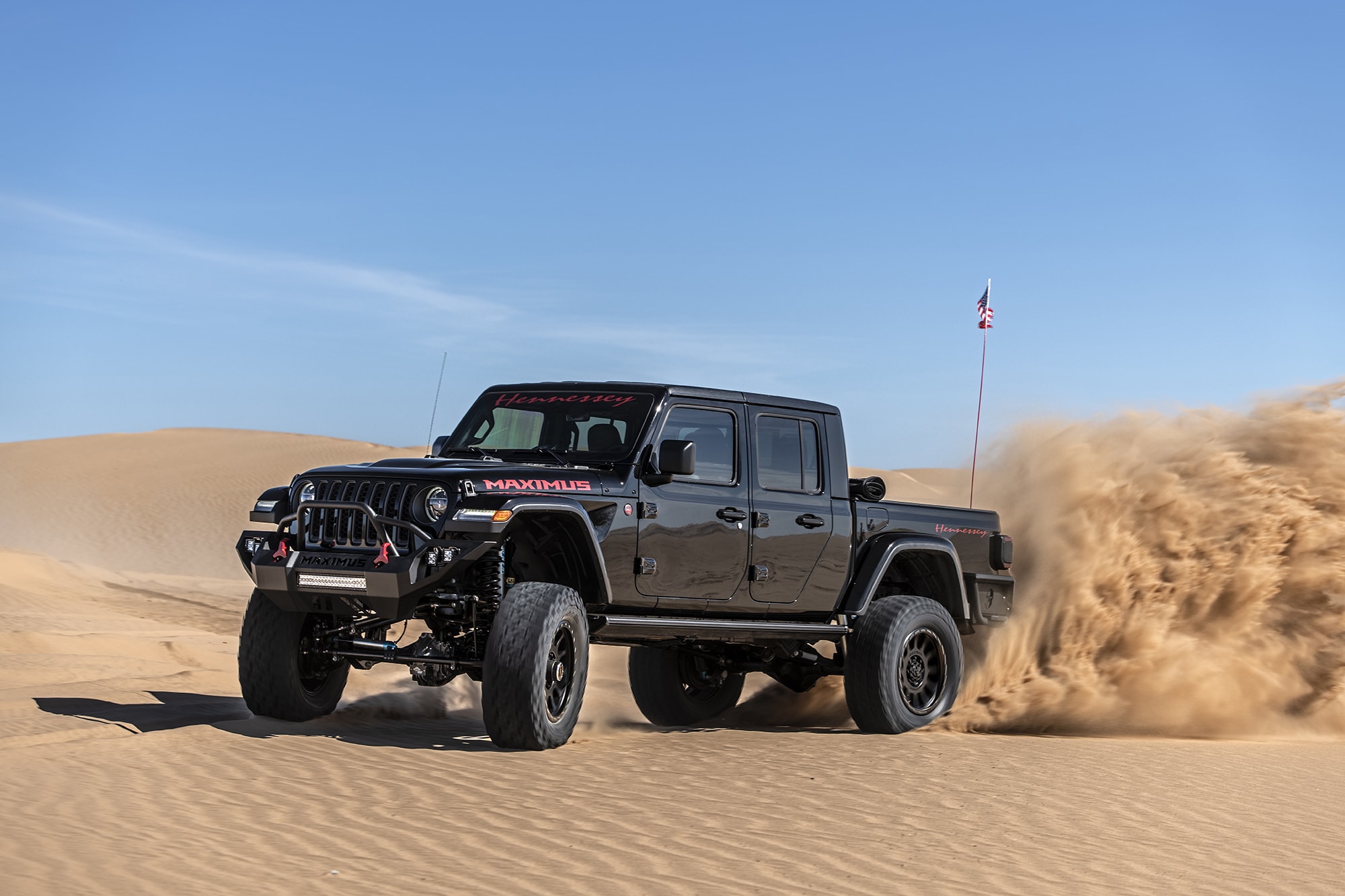 Hennessey’s Maximus ‘1000’ Jeep Gladiator Hellcat Kicks Up Sand During Desert Testing