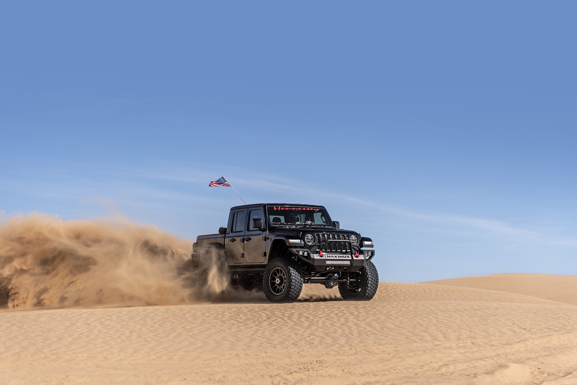 Hennessey’s Maximus ‘1000’ Jeep Gladiator Hellcat Kicks Up Sand During Desert Testing