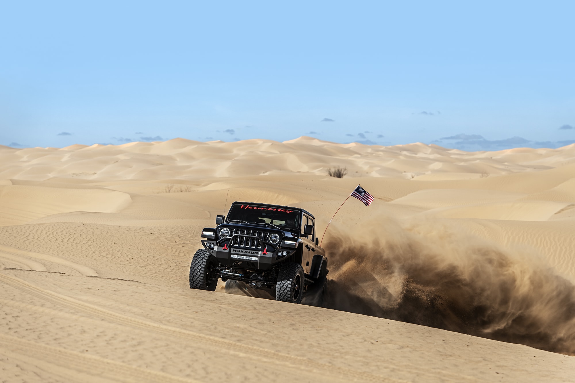 Hennessey’s Maximus ‘1000’ Jeep Gladiator Hellcat Kicks Up Sand During Desert Testing