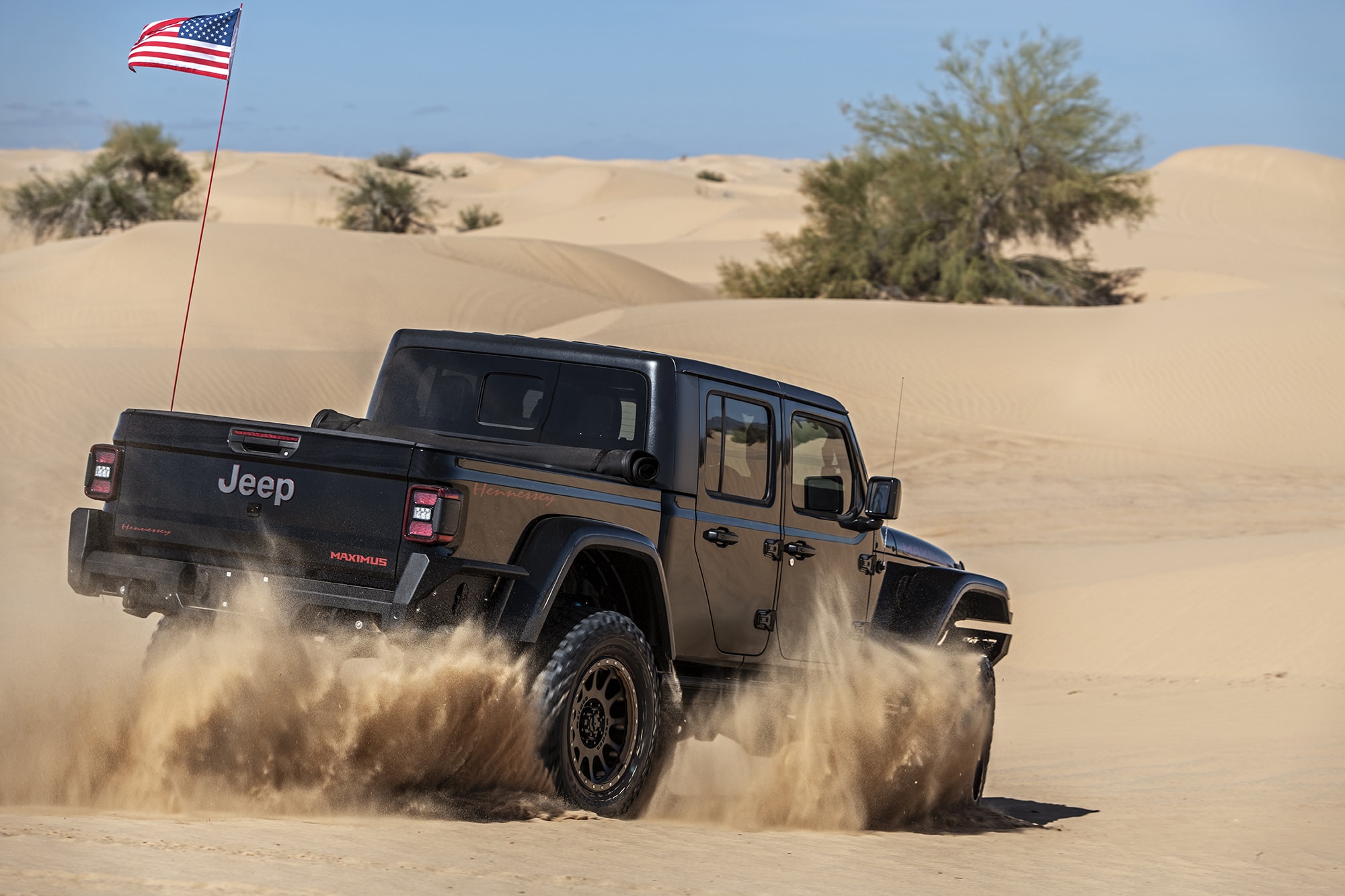 Hennessey’s Maximus ‘1000’ Jeep Gladiator Hellcat Kicks Up Sand During Desert Testing