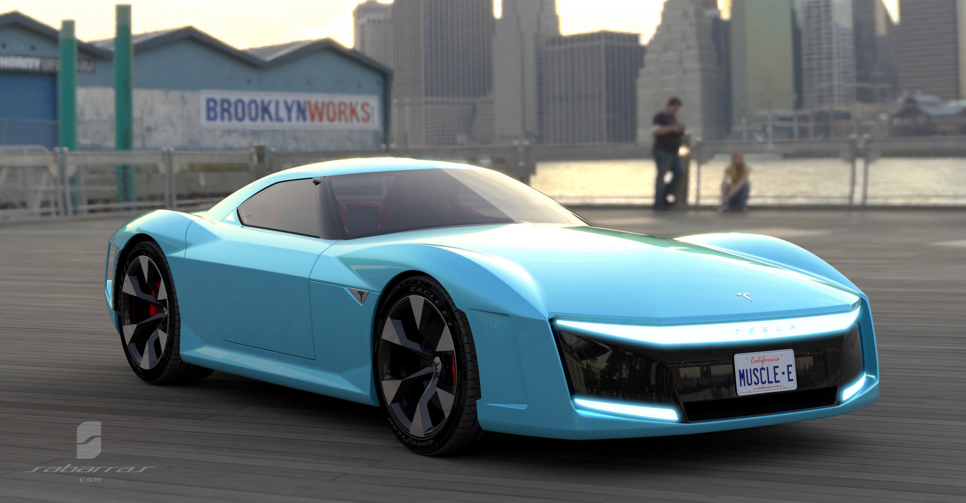 Tesla GT Muscle Car Design Project Looks Like It Came Straight From GTA V