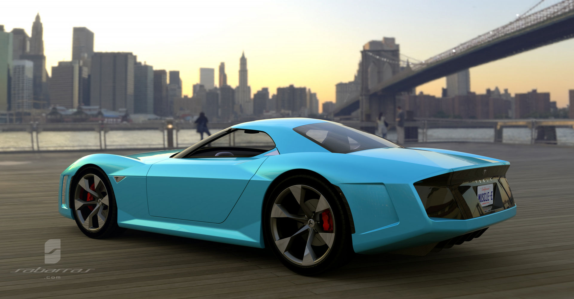 Tesla GT Muscle Car Design Project Looks Like It Came Straight From GTA V