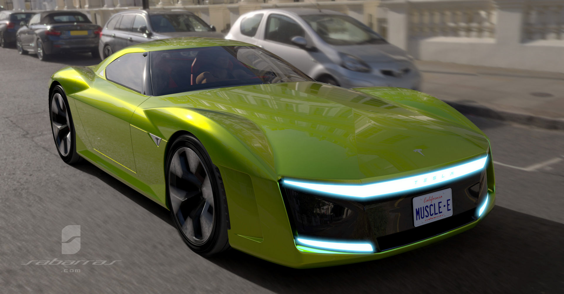 Tesla GT Muscle Car Design Project Looks Like It Came Straight From GTA V