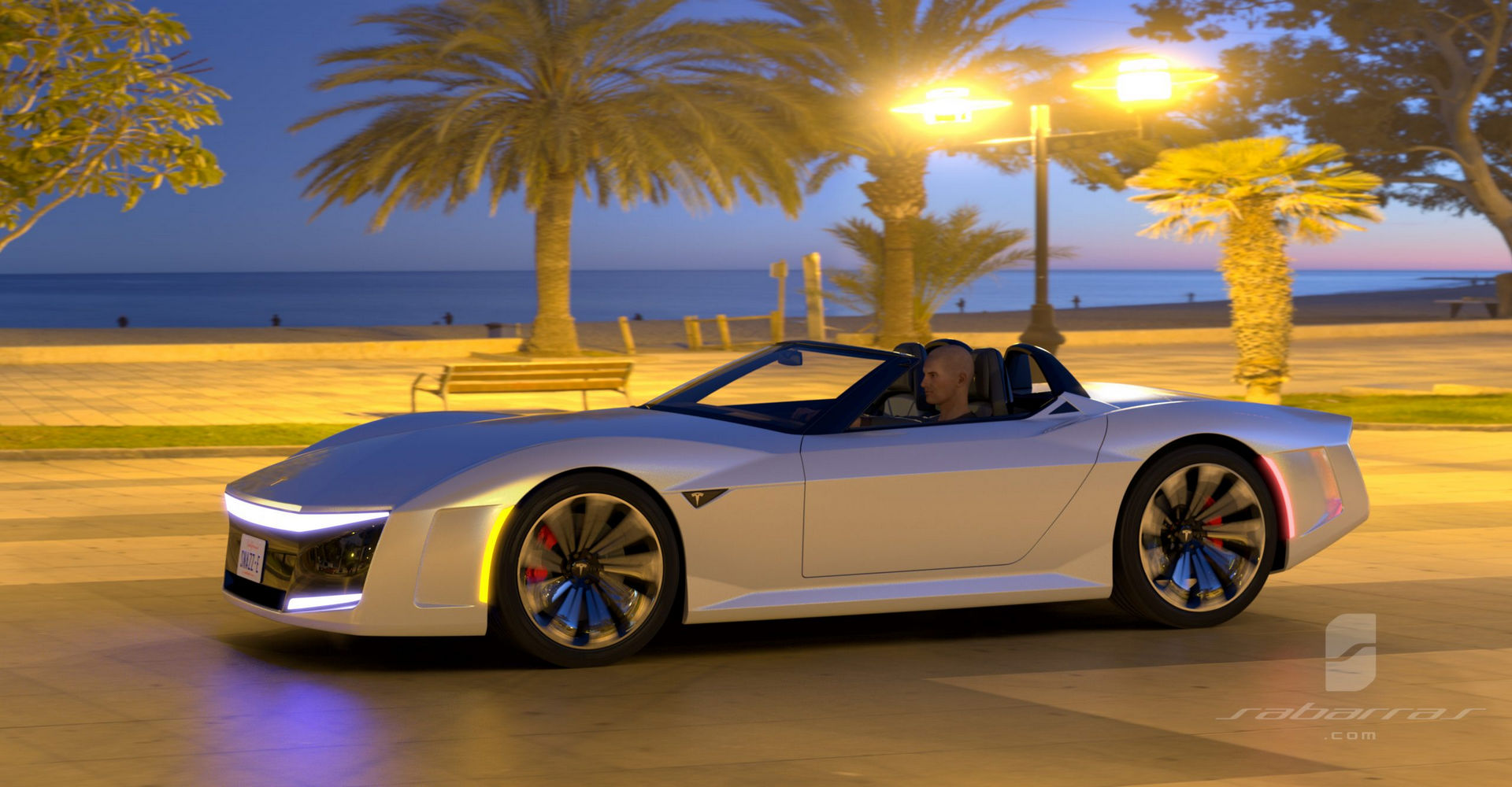 Tesla GT Muscle Car Design Project Looks Like It Came Straight From GTA V