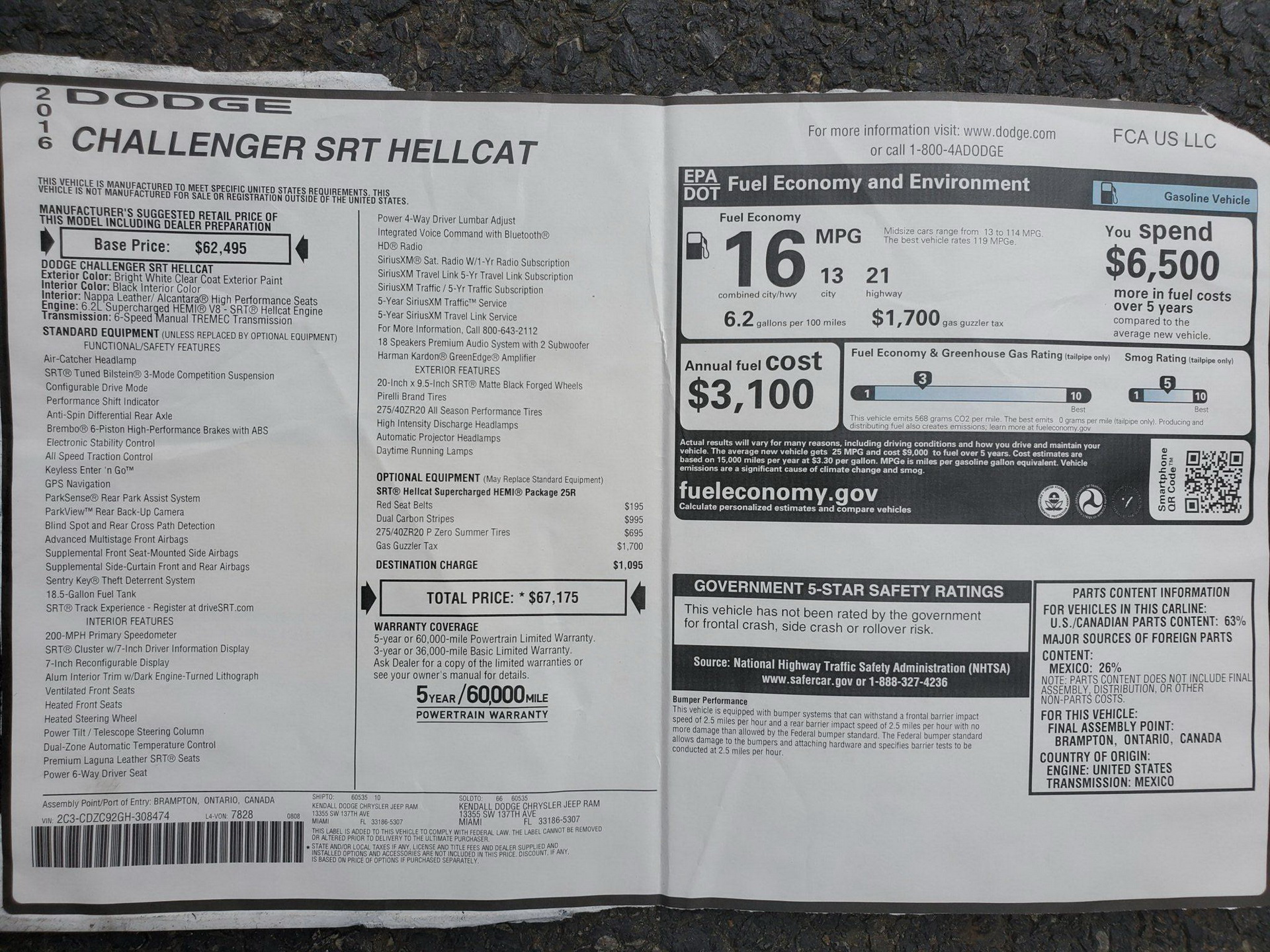 Man Up With This Barely Driven 6sp Manual 2016 Challenger SRT Hellcat