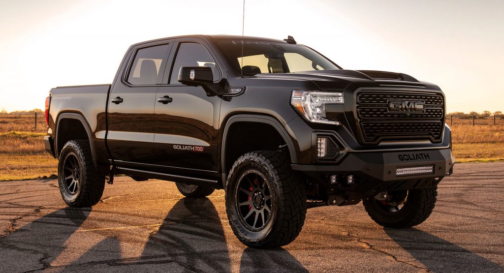  Hennessey’s 2020 GMC Sierra And Chevy Silverado Goliath Will Obliterate A Civic Type R In 0-60 MPH Sprint