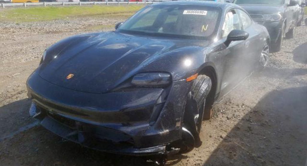  Wrecked 2020 Porsche Taycan Turbo Hits Auction Block, Is It Worth Saving?