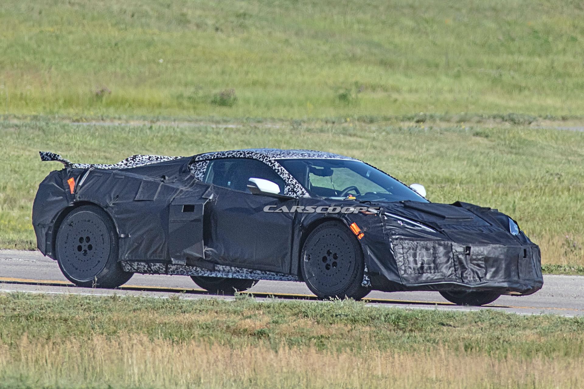 2022 Chevrolet Corvette Z06 Prototype Spied With Aggressive Wing, Covered Wheels