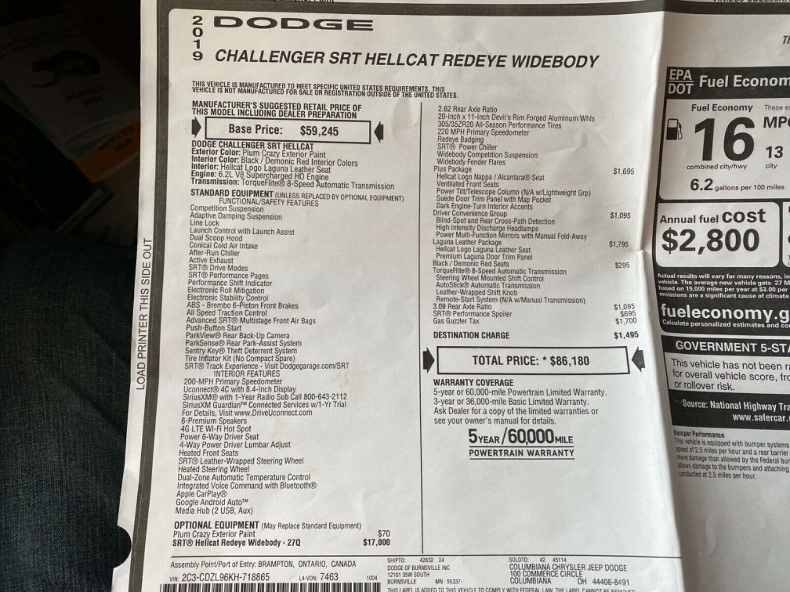 This Dodge Challenger Hellcat Redeye’s Paintjob Is Fittingly Named Plum Crazy