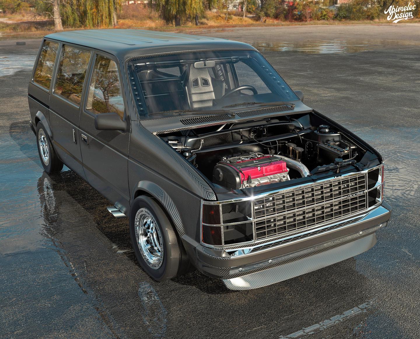 Old Dodge Caravan Reimagined With Carbon Body, Mitsubishi Evo Engine