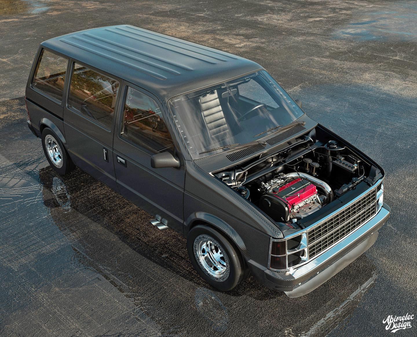 Old Dodge Caravan Reimagined With Carbon Body, Mitsubishi Evo Engine