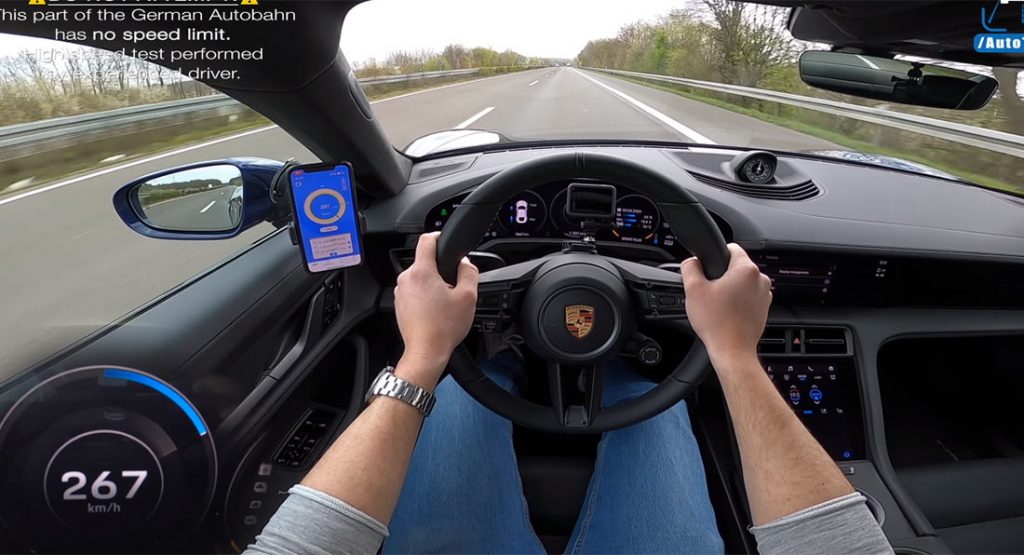  Watch The Porsche Taycan Turbo S Hit 166 MPH On The Autobahn